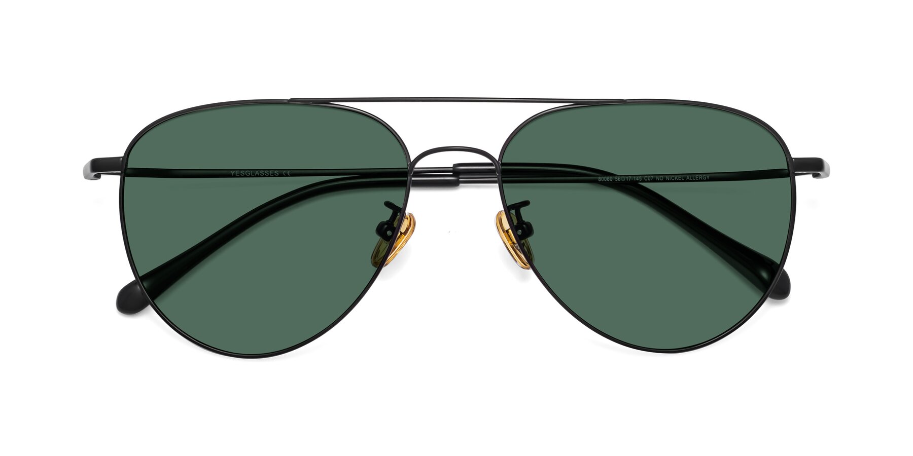 Folded Front of Hindley in Black with Green Polarized Lenses