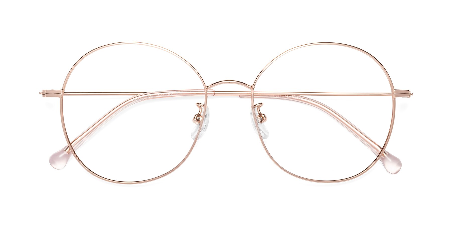 Folded Front of Dallas in Rose Gold with Clear Eyeglass Lenses