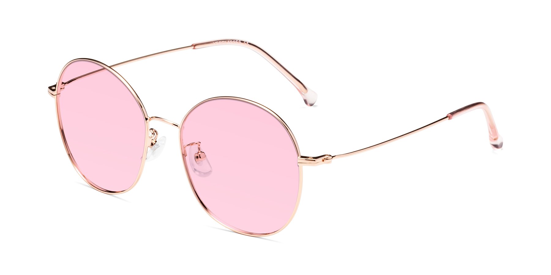 Angle of Dallas in Rose Gold with Light Pink Tinted Lenses