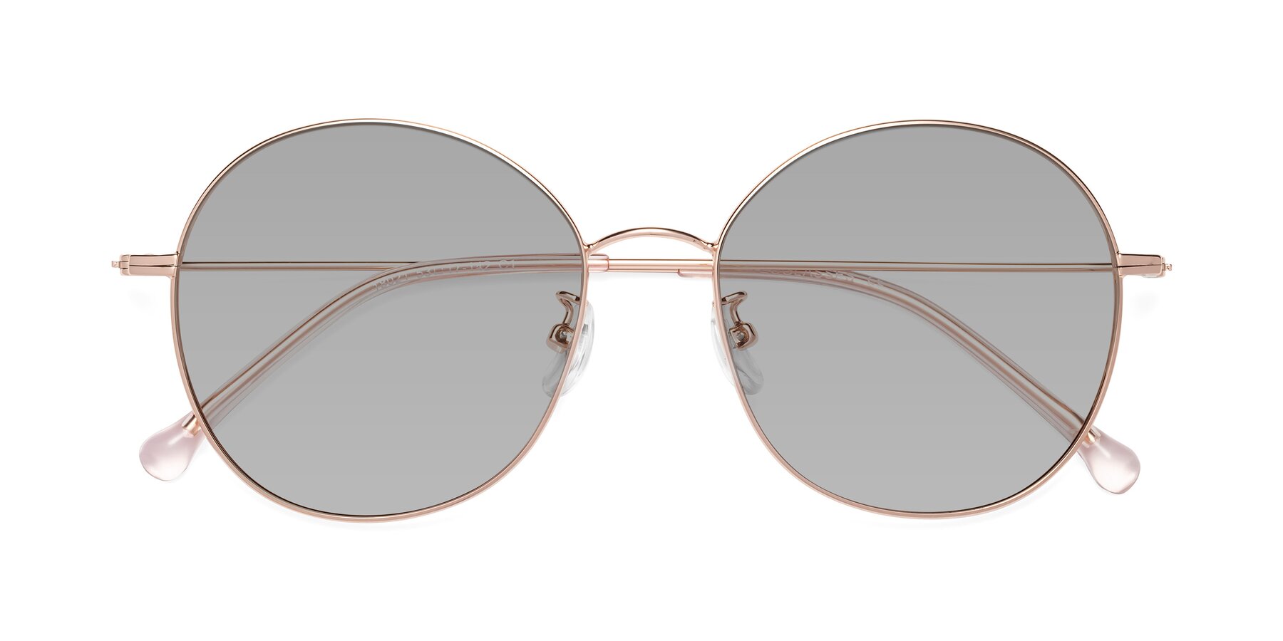 Folded Front of Dallas in Rose Gold with Light Gray Tinted Lenses