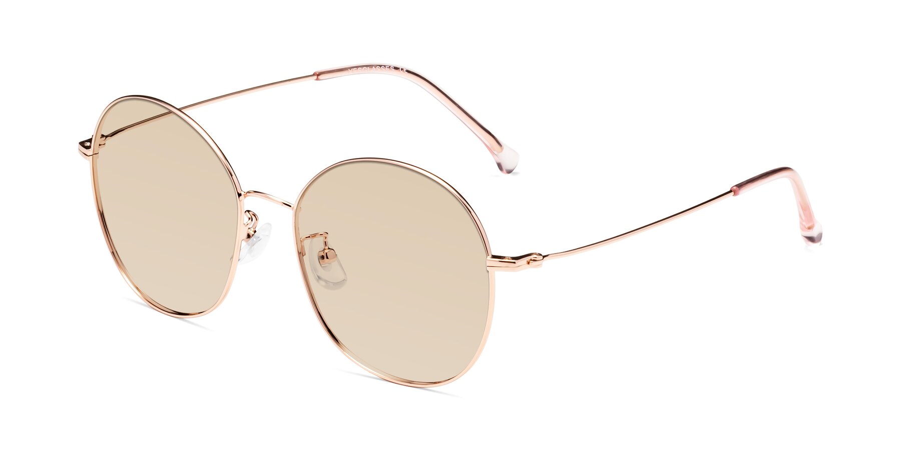 Angle of Dallas in Rose Gold with Light Brown Tinted Lenses