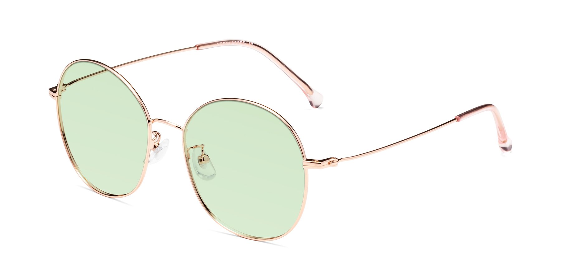 Angle of Dallas in Rose Gold with Light Green Tinted Lenses