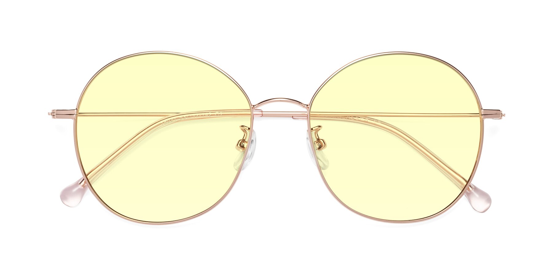 Folded Front of Dallas in Rose Gold with Light Yellow Tinted Lenses