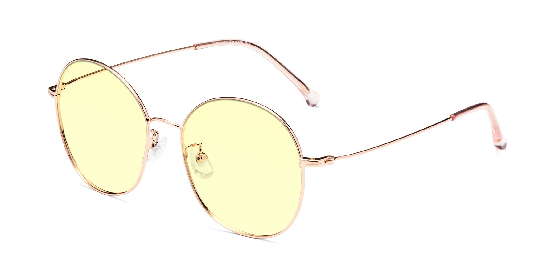Angle of Dallas in Rose Gold with Light Yellow Tinted Lenses