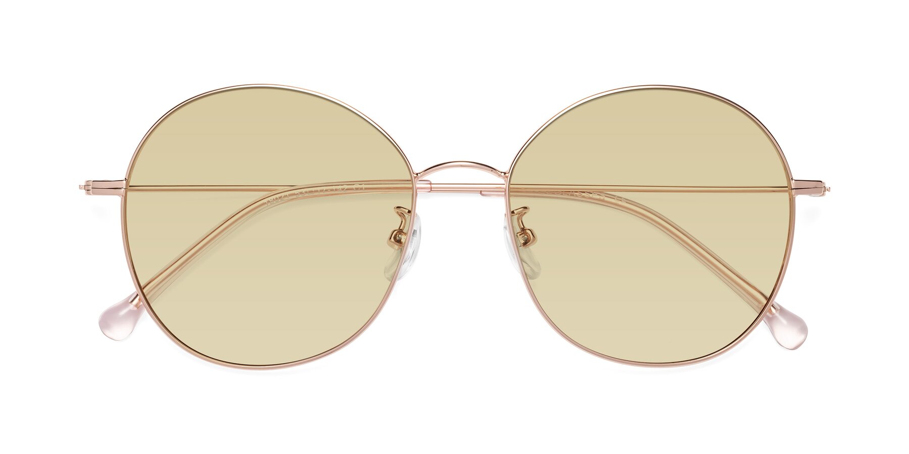 Folded Front of Dallas in Rose Gold with Light Champagne Tinted Lenses