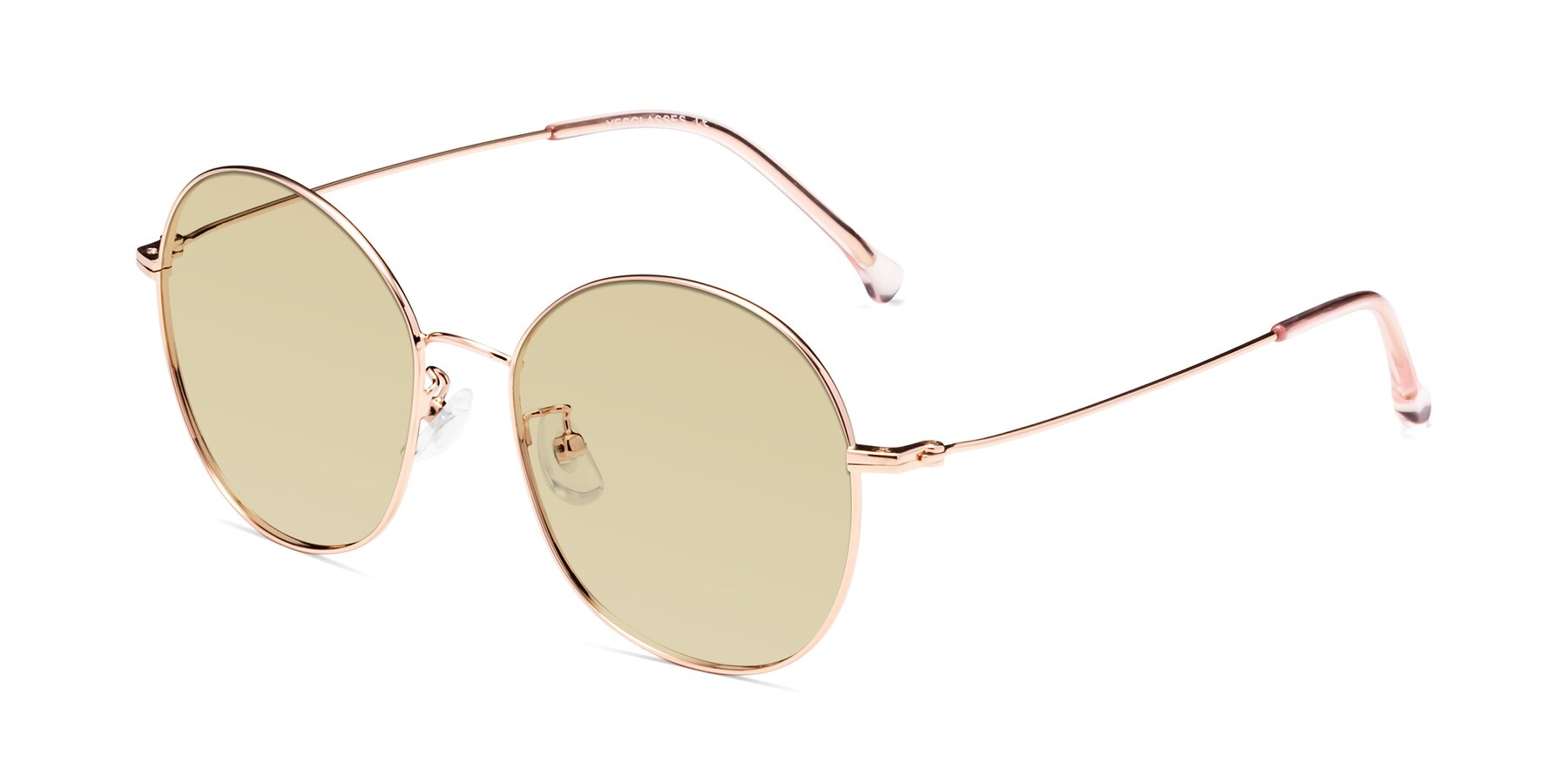 Angle of Dallas in Rose Gold with Light Champagne Tinted Lenses