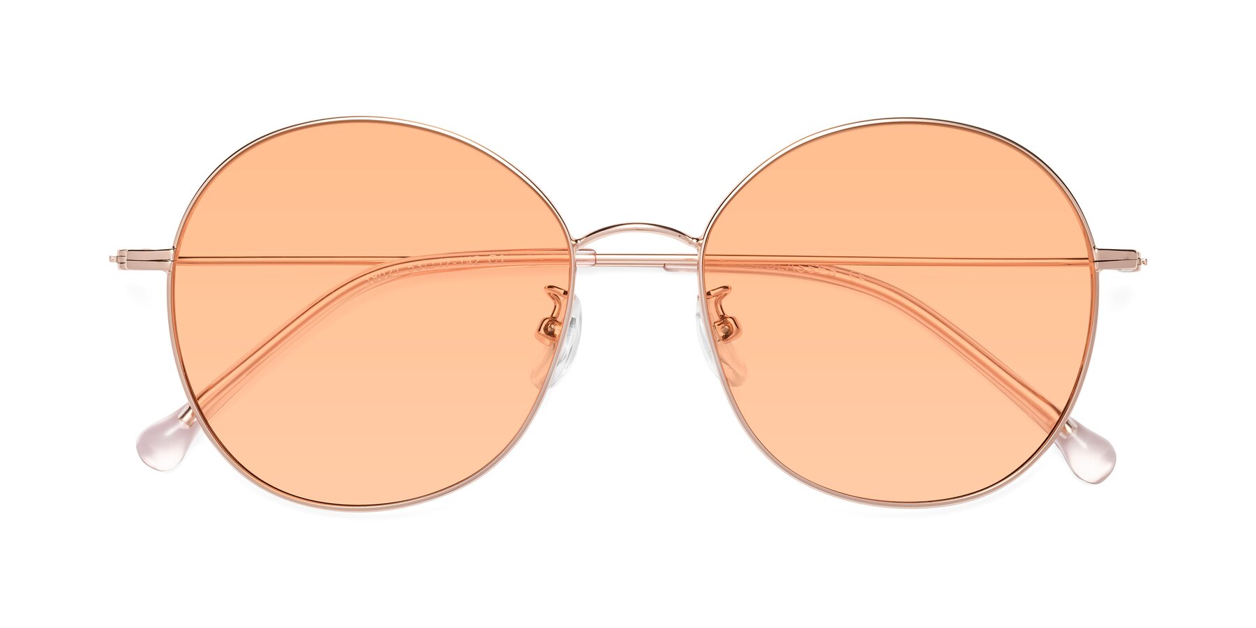 Folded Front of Dallas in Rose Gold with Light Orange Tinted Lenses