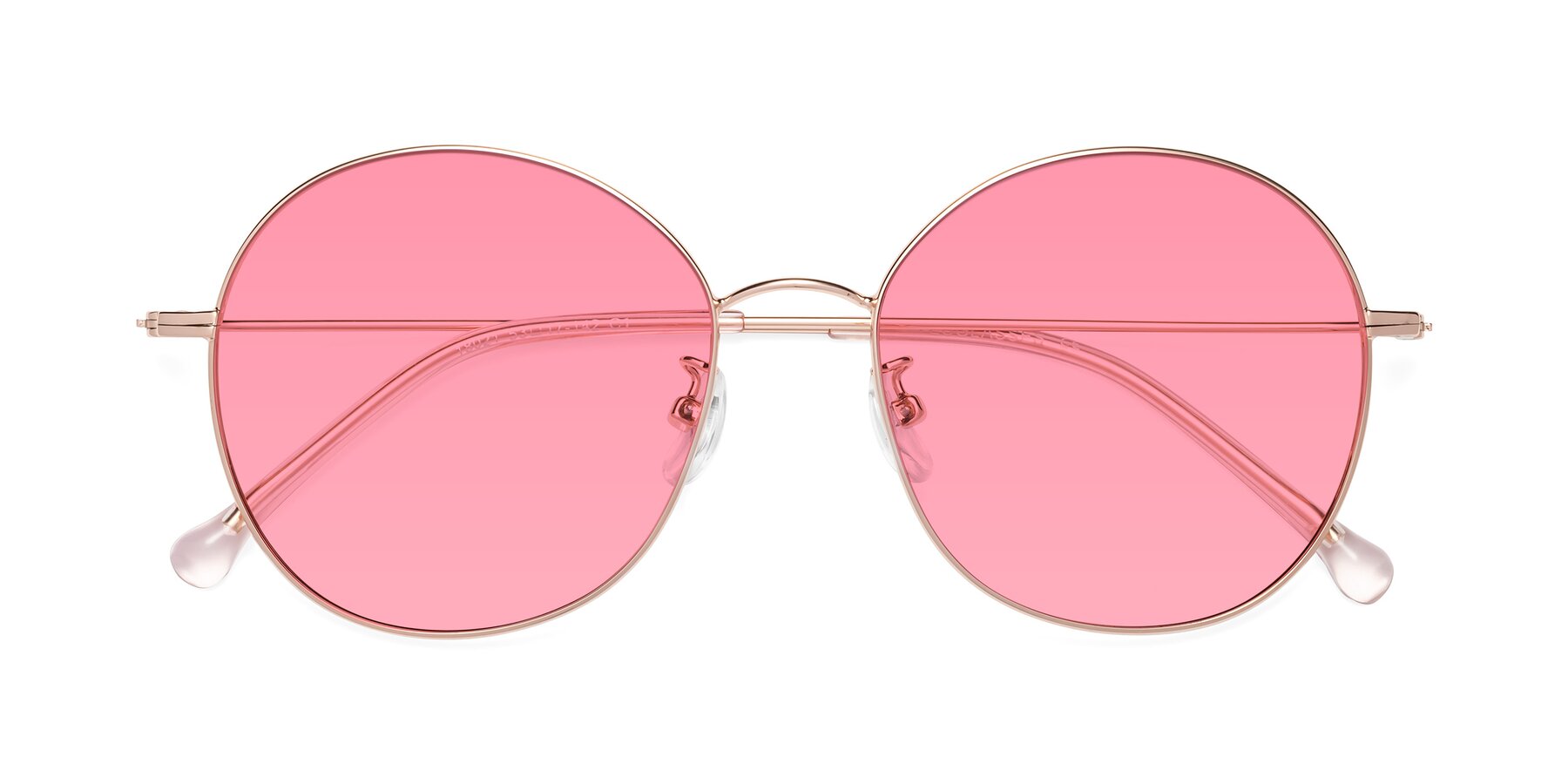 Rose Gold Grandpa Oversized Round Sunglasses with Pink Lenses Dallas