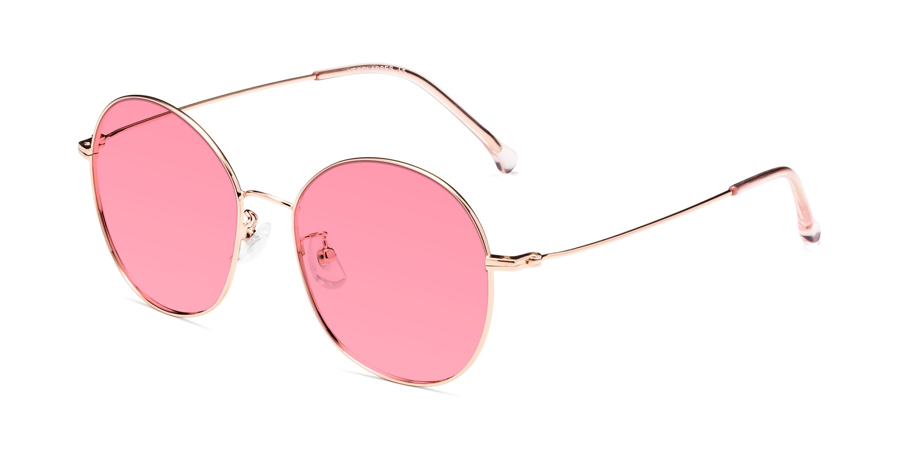 Angle of Dallas in Rose Gold with Pink Tinted Lenses