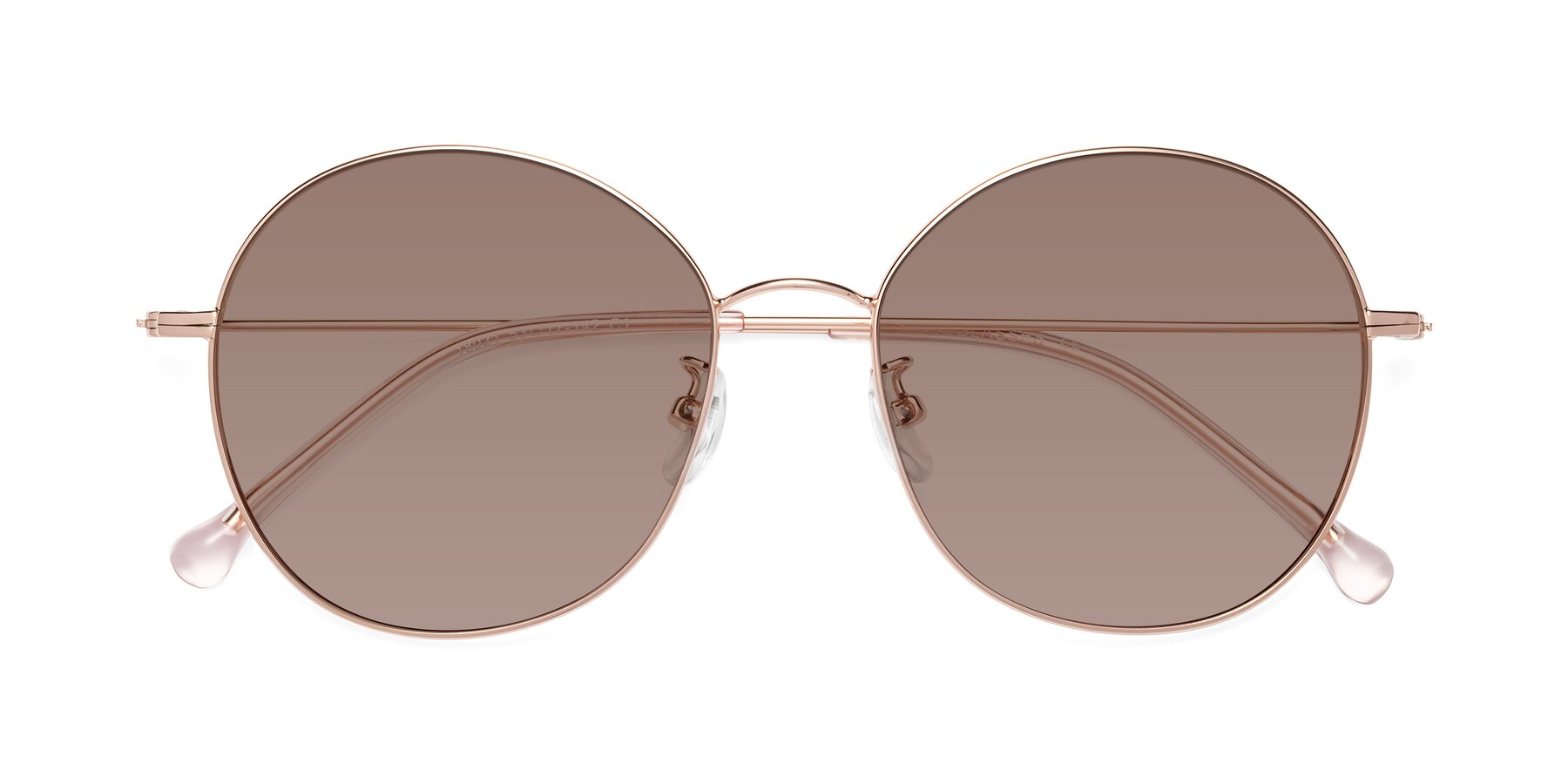 Folded Front of Dallas in Rose Gold with Medium Brown Tinted Lenses
