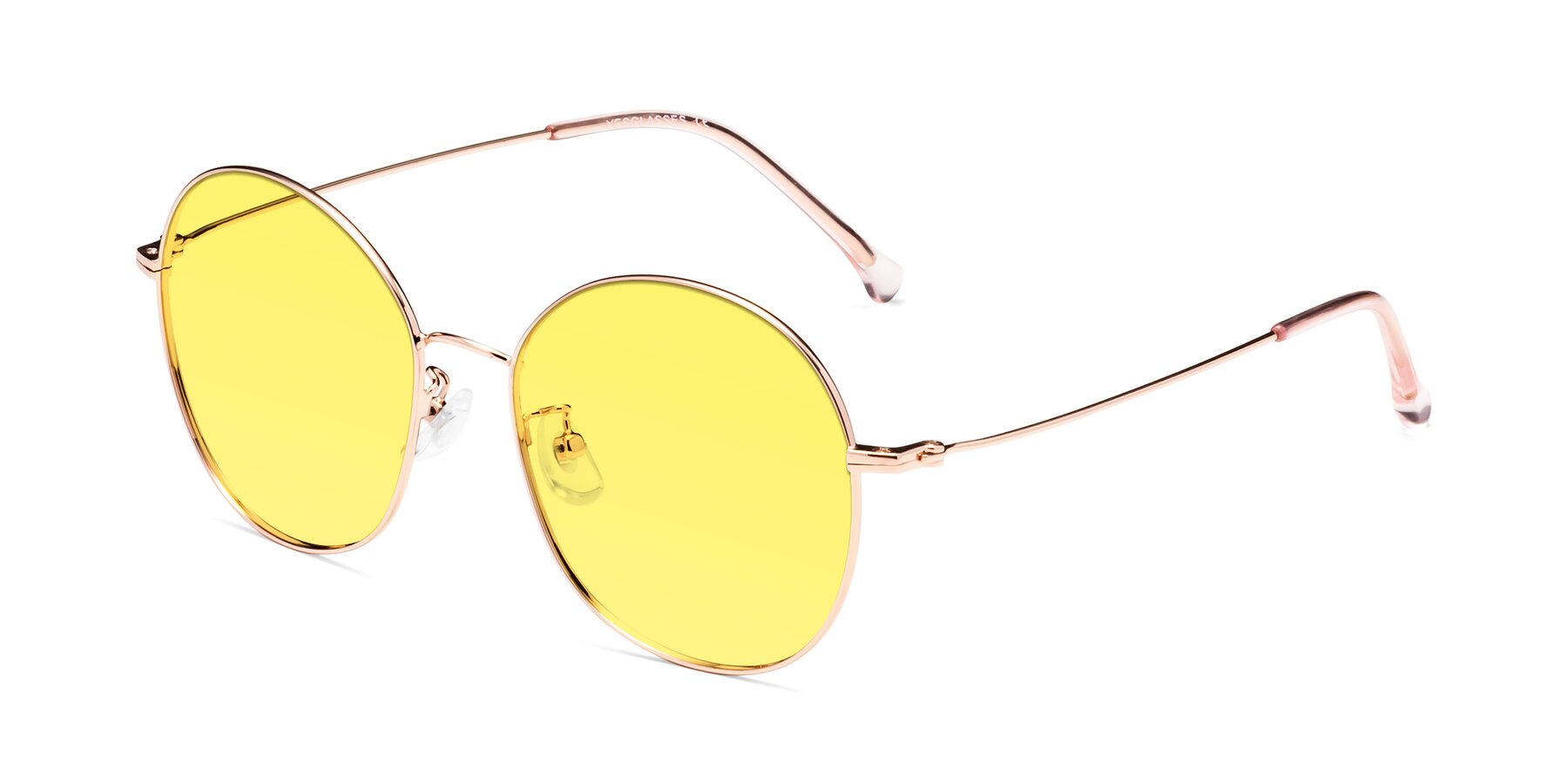 Angle of Dallas in Rose Gold with Medium Yellow Tinted Lenses