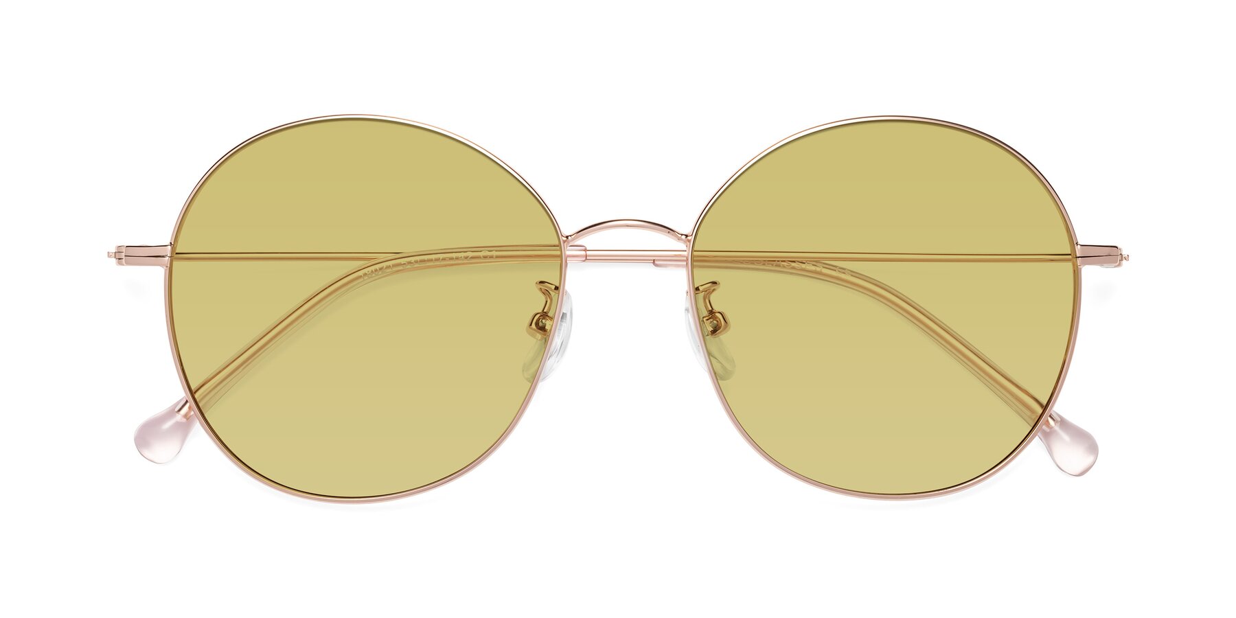 Folded Front of Dallas in Rose Gold with Medium Champagne Tinted Lenses