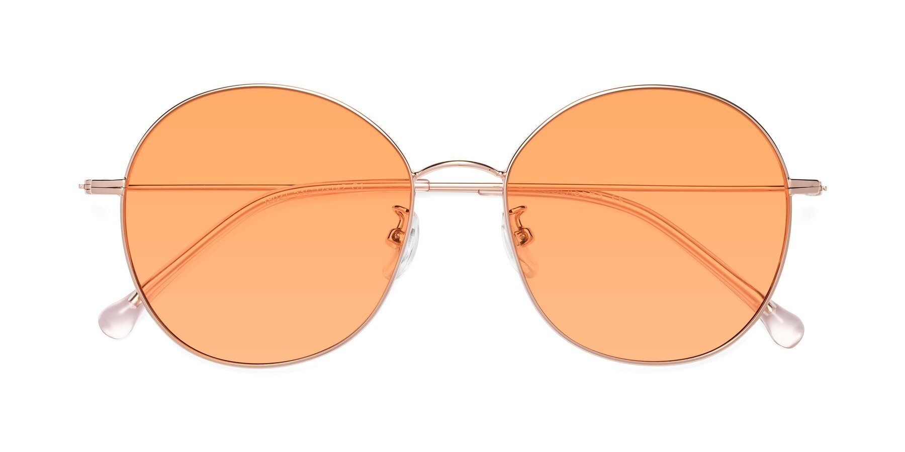 Folded Front of Dallas in Rose Gold with Medium Orange Tinted Lenses