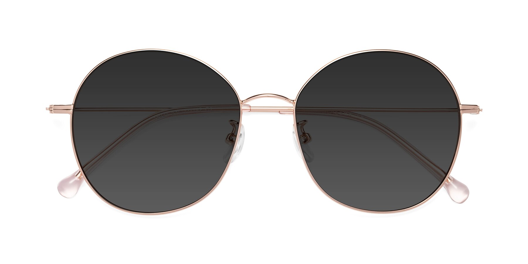 Folded Front of Dallas in Rose Gold with Gray Tinted Lenses