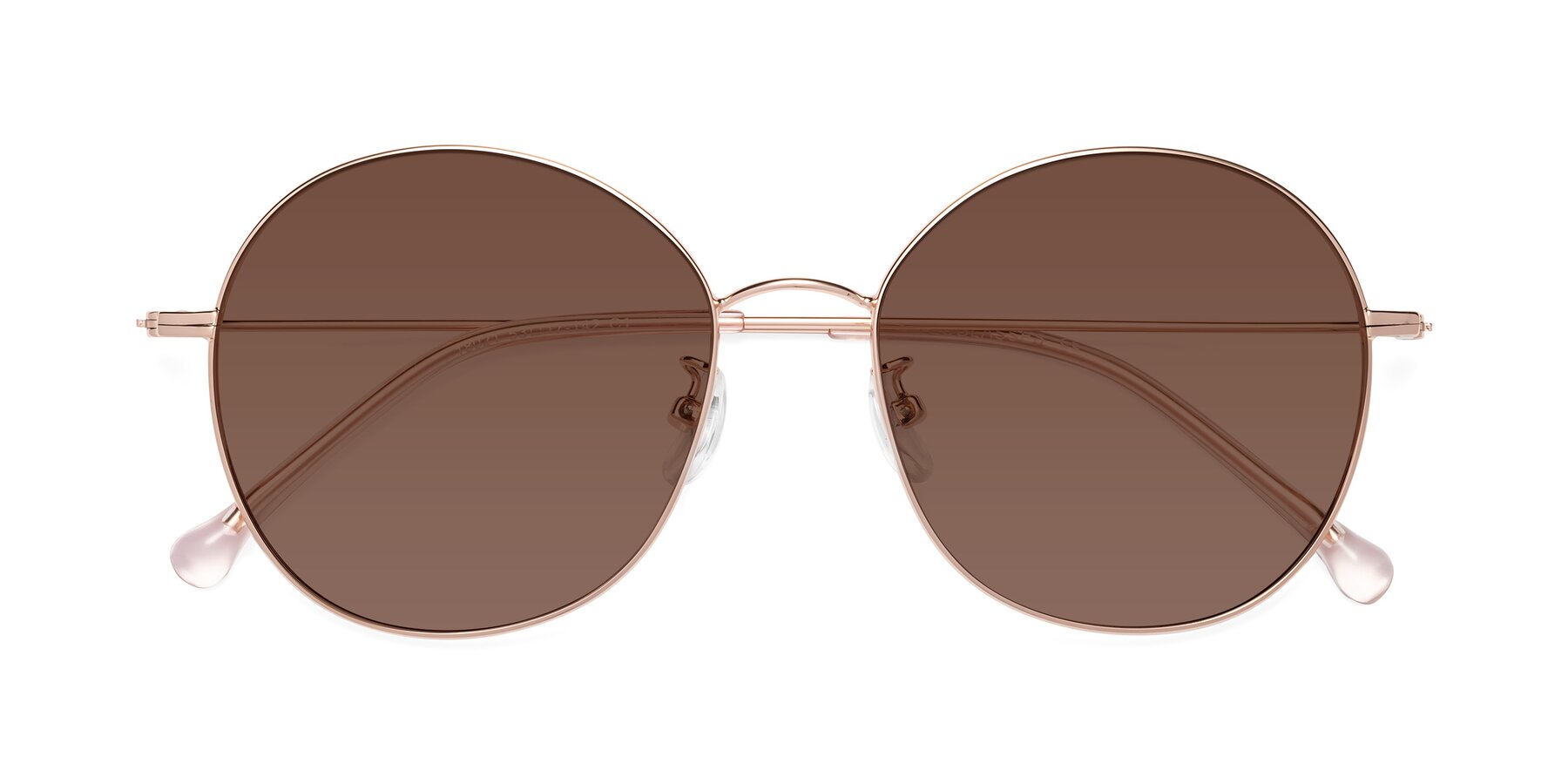 Folded Front of Dallas in Rose Gold with Brown Tinted Lenses