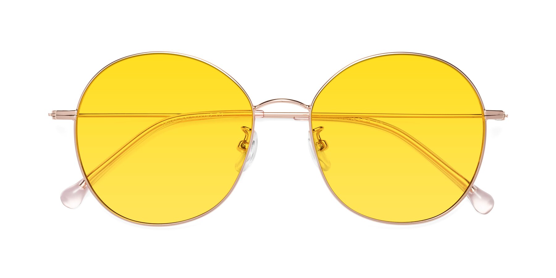 Folded Front of Dallas in Rose Gold with Yellow Tinted Lenses