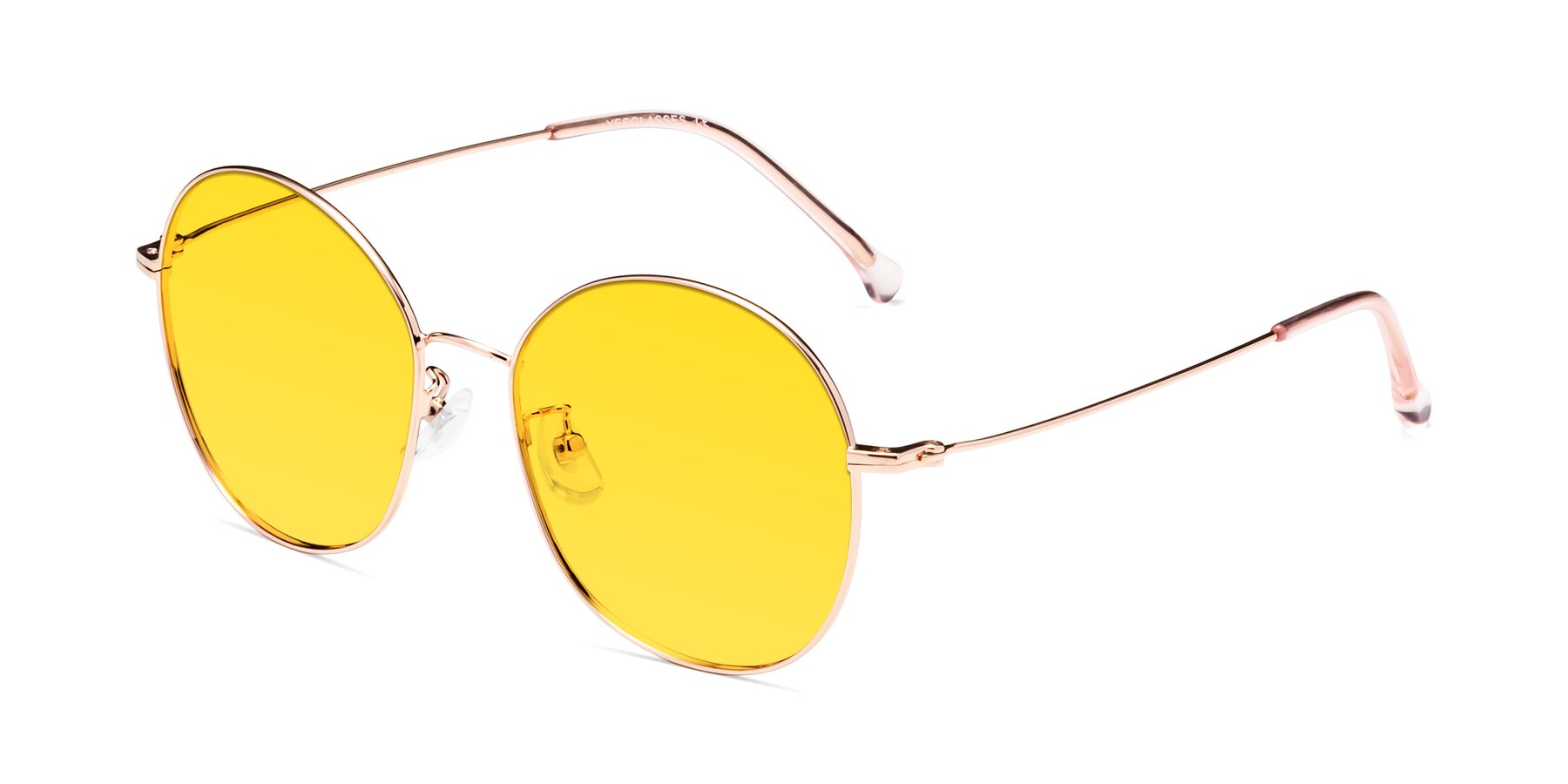 Angle of Dallas in Rose Gold with Yellow Tinted Lenses