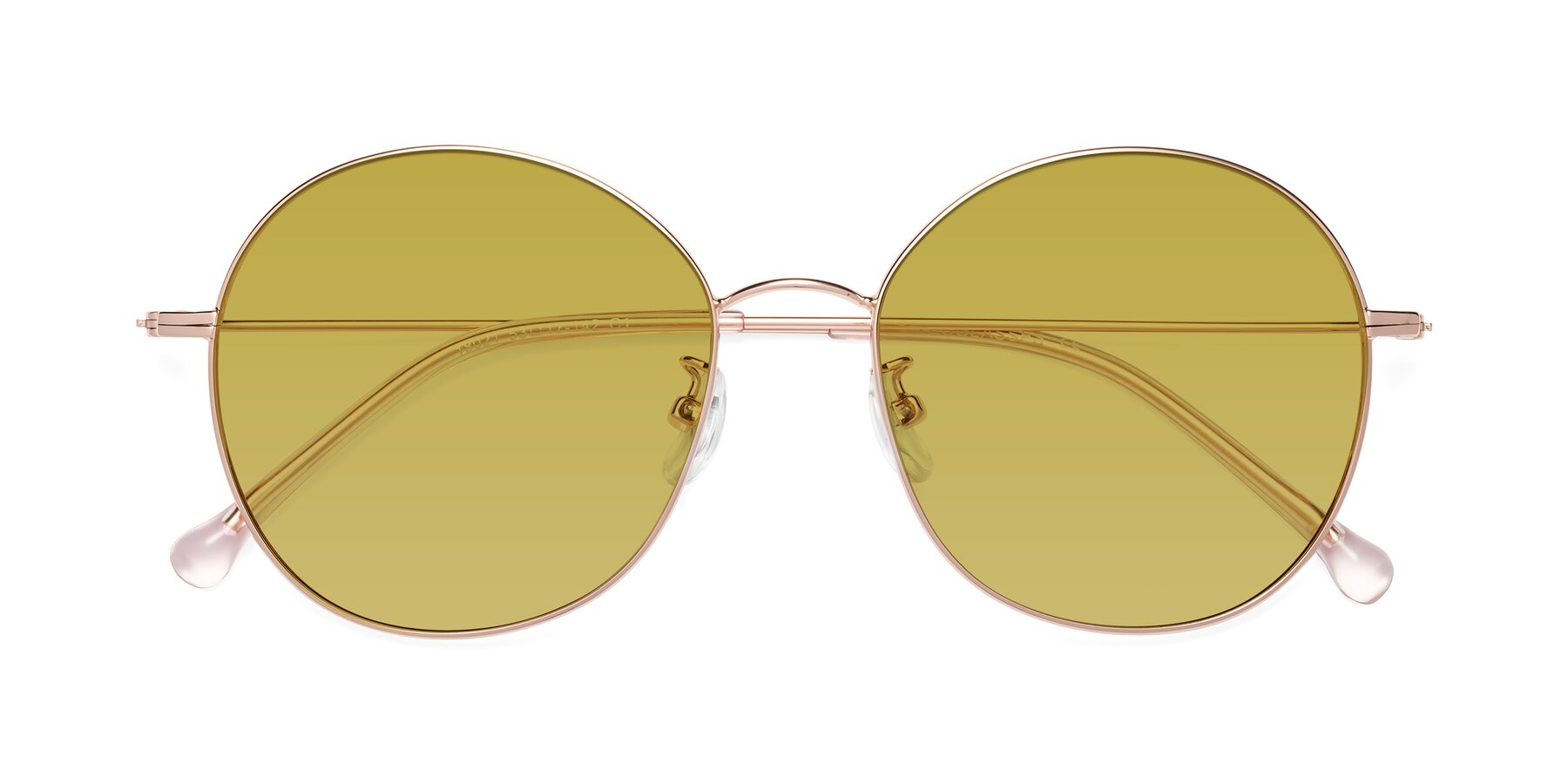 Folded Front of Dallas in Rose Gold with Champagne Tinted Lenses