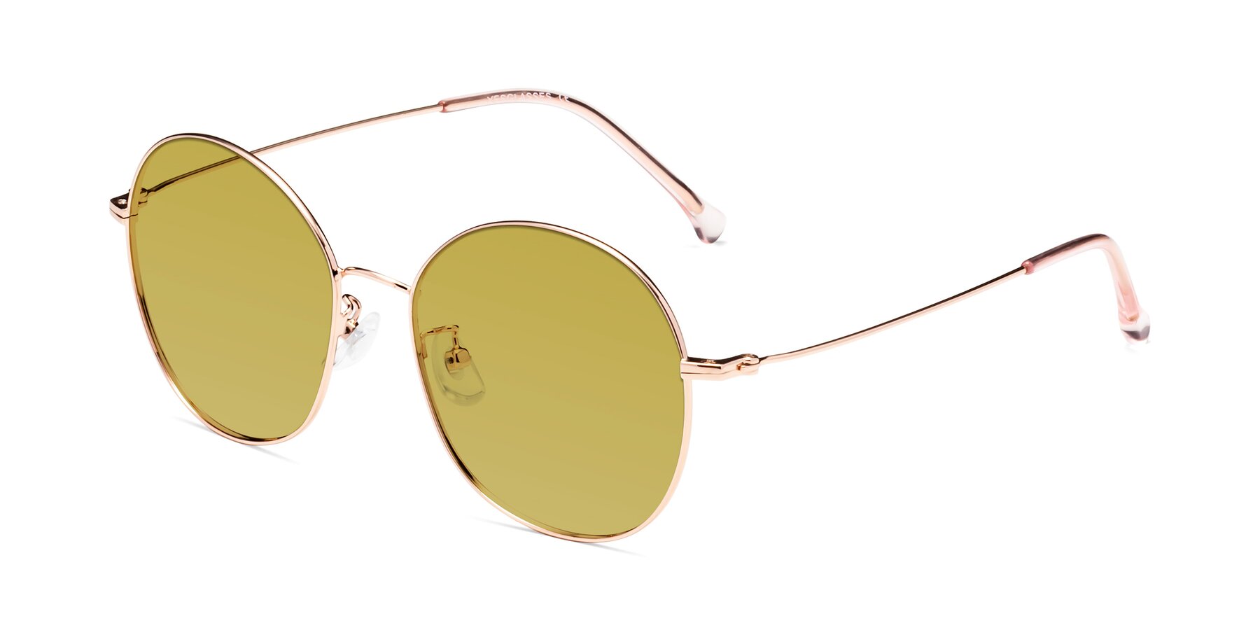 Angle of Dallas in Rose Gold with Champagne Tinted Lenses