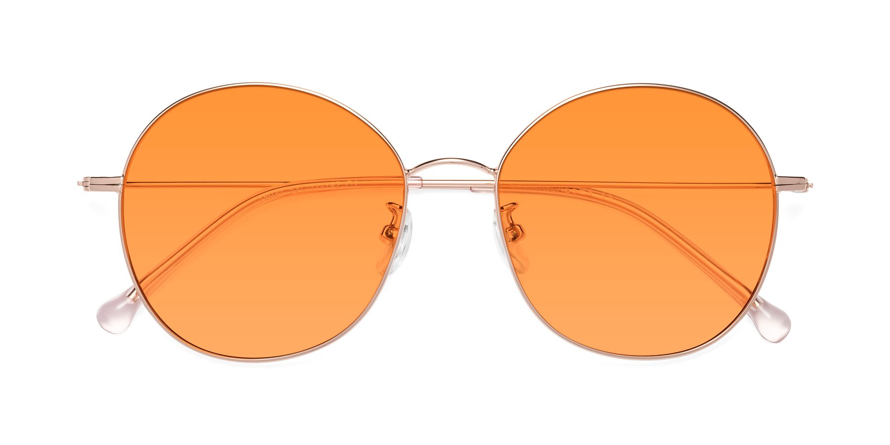 Folded Front of Dallas in Rose Gold with Orange Tinted Lenses