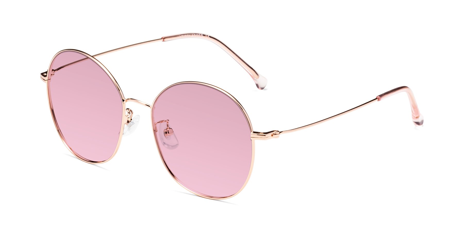 Angle of Dallas in Rose Gold with Light Wine Tinted Lenses