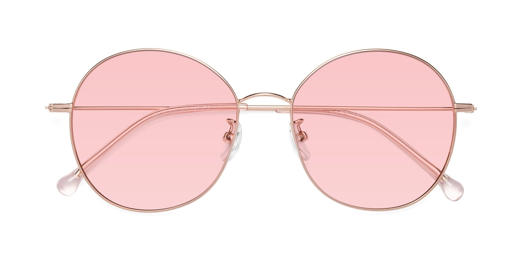 Folded Front of Dallas in Rose Gold with Light Garnet Tinted Lenses