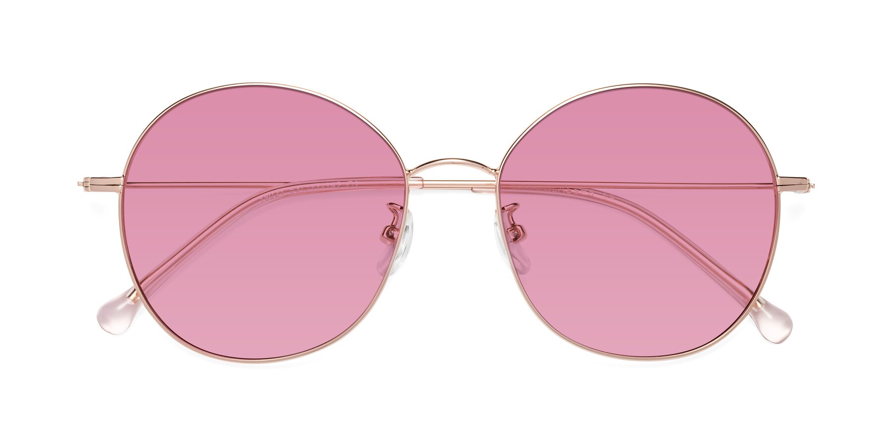 Folded Front of Dallas in Rose Gold with Medium Wine Tinted Lenses