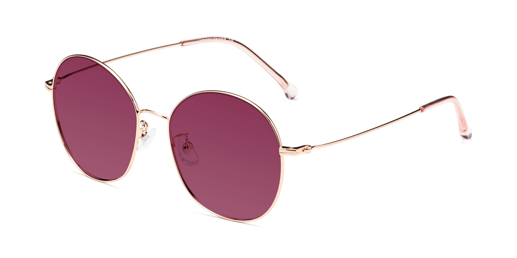 Angle of Dallas in Rose Gold with Wine Tinted Lenses