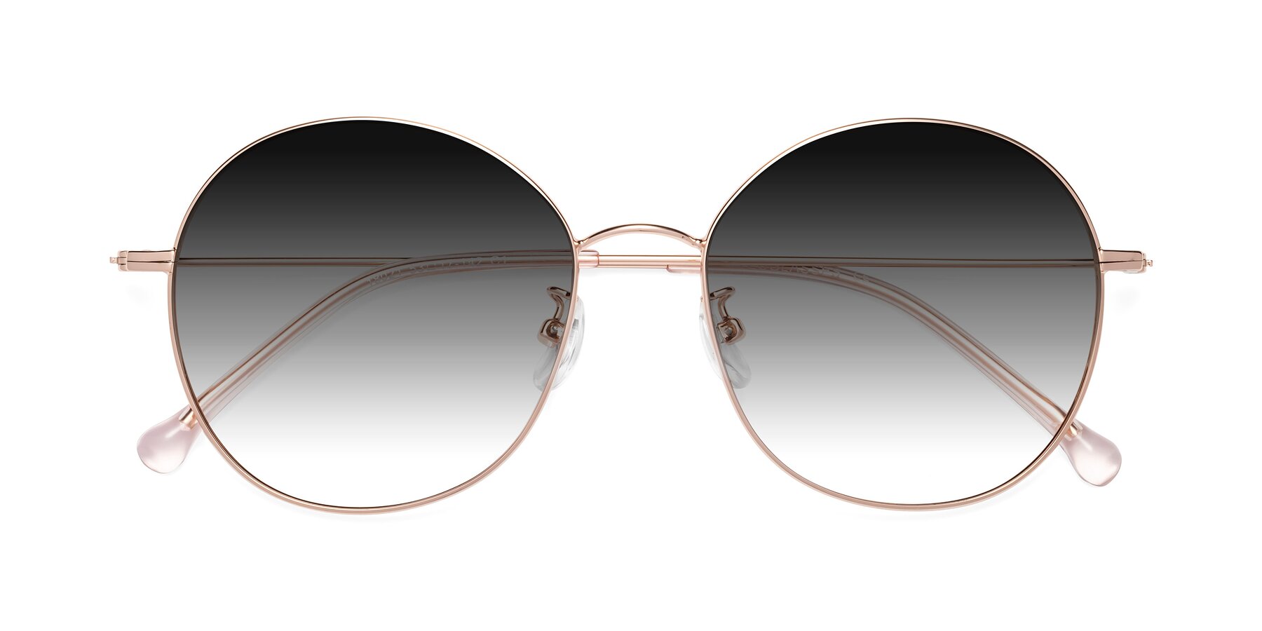 Folded Front of Dallas in Rose Gold with Gray Gradient Lenses