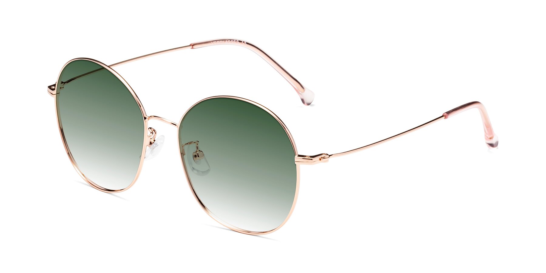 Angle of Dallas in Rose Gold with Green Gradient Lenses