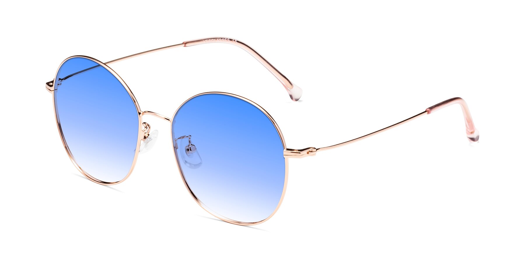 Angle of Dallas in Rose Gold with Blue Gradient Lenses