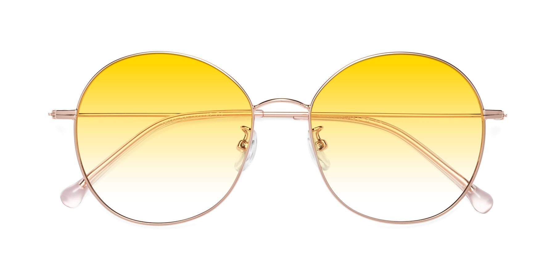 Folded Front of Dallas in Rose Gold with Yellow Gradient Lenses