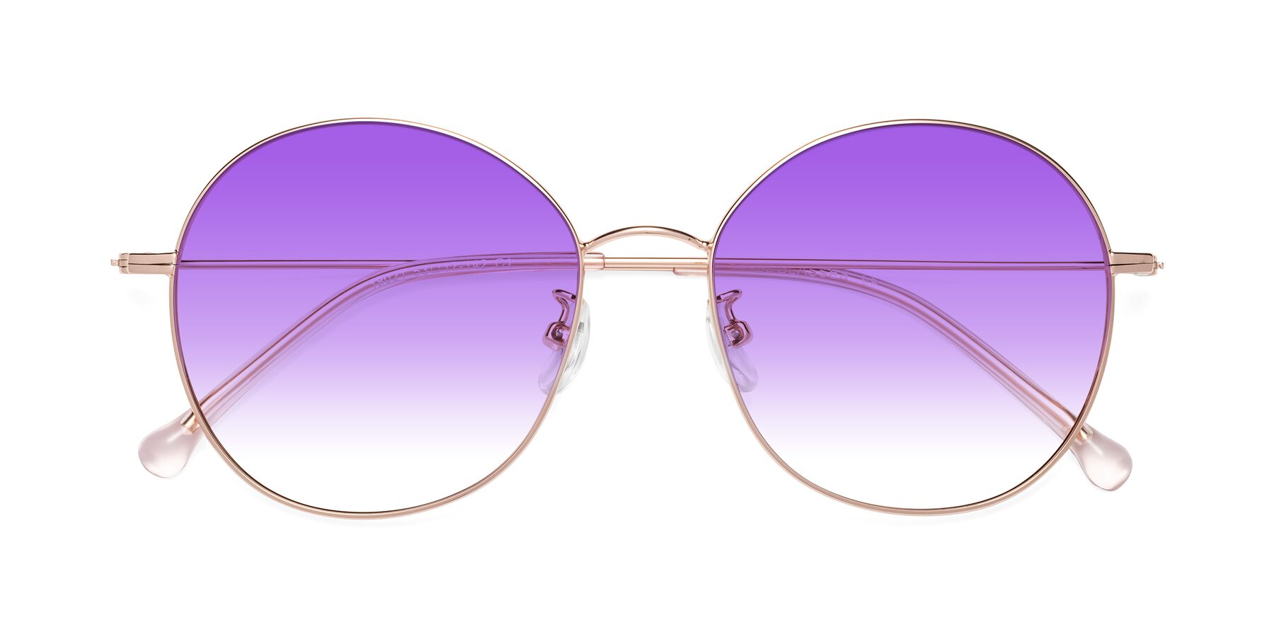 Folded Front of Dallas in Rose Gold with Purple Gradient Lenses