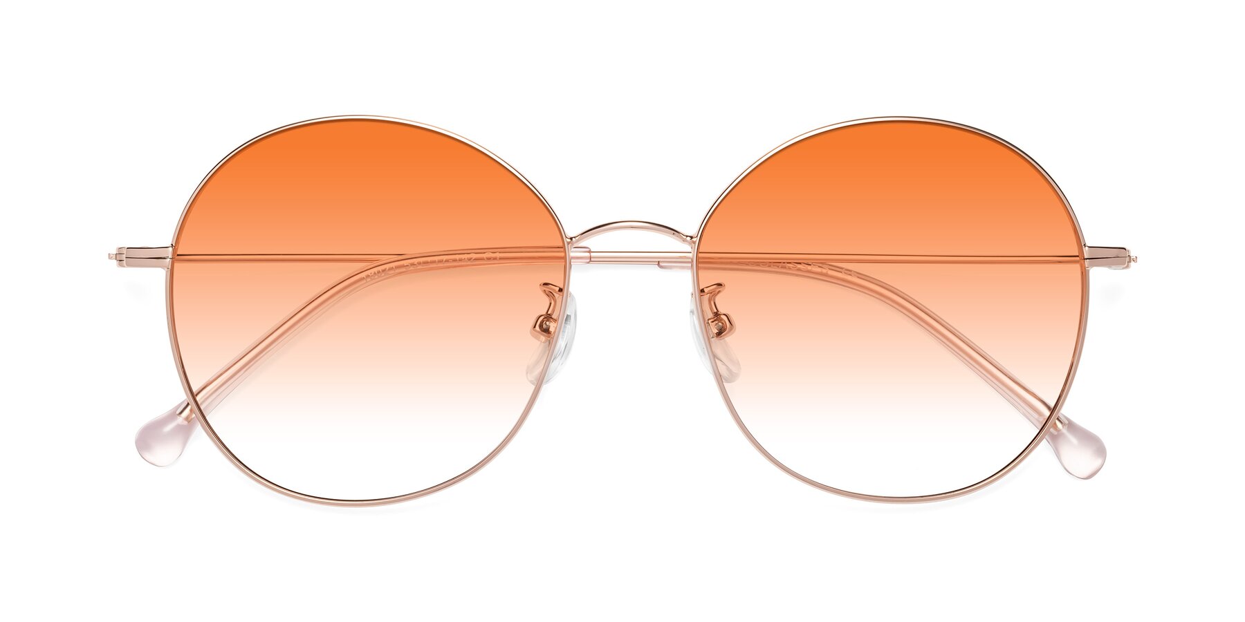 Folded Front of Dallas in Rose Gold with Orange Gradient Lenses