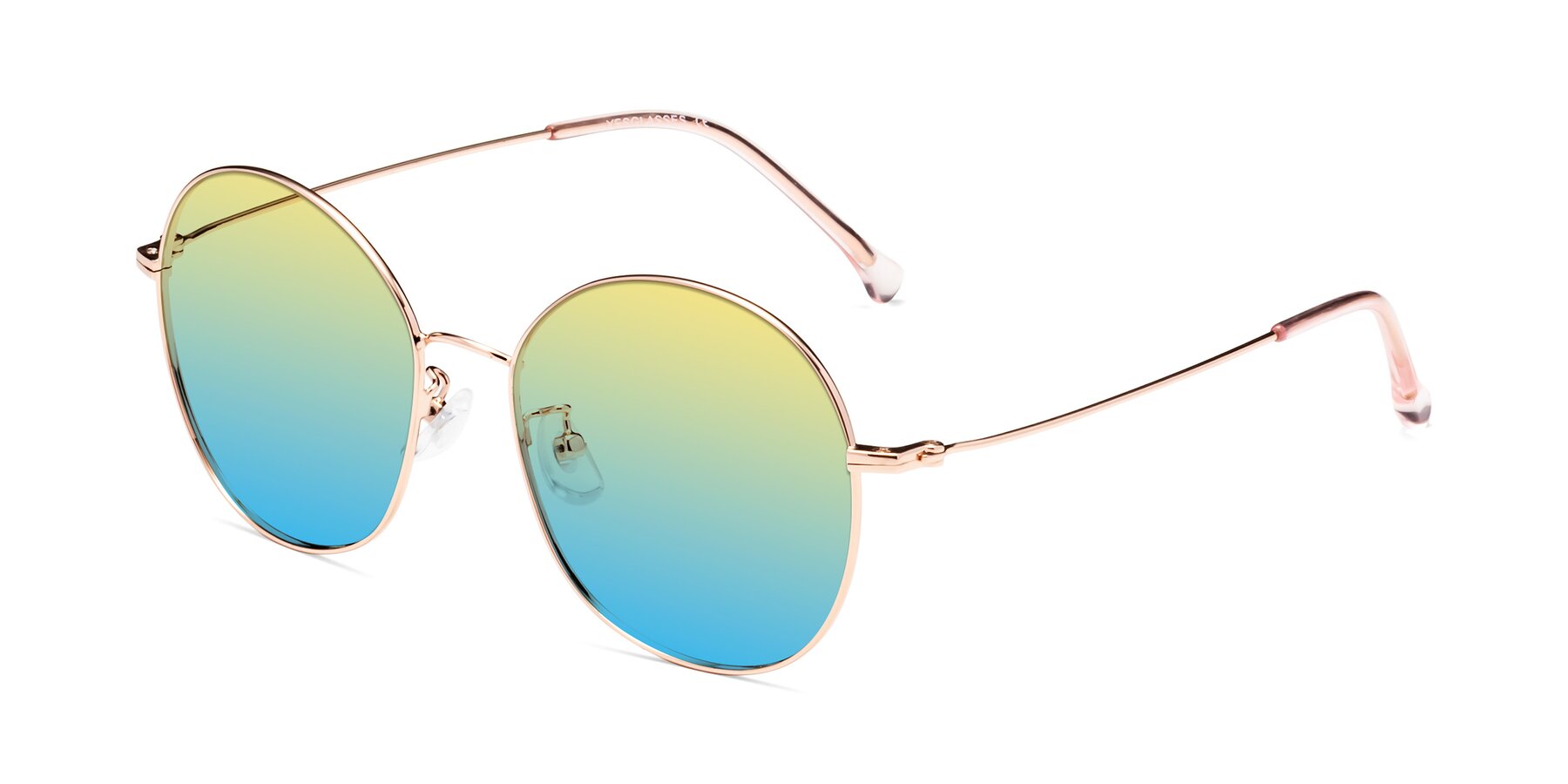 Angle of Dallas in Rose Gold with Yellow / Blue Gradient Lenses