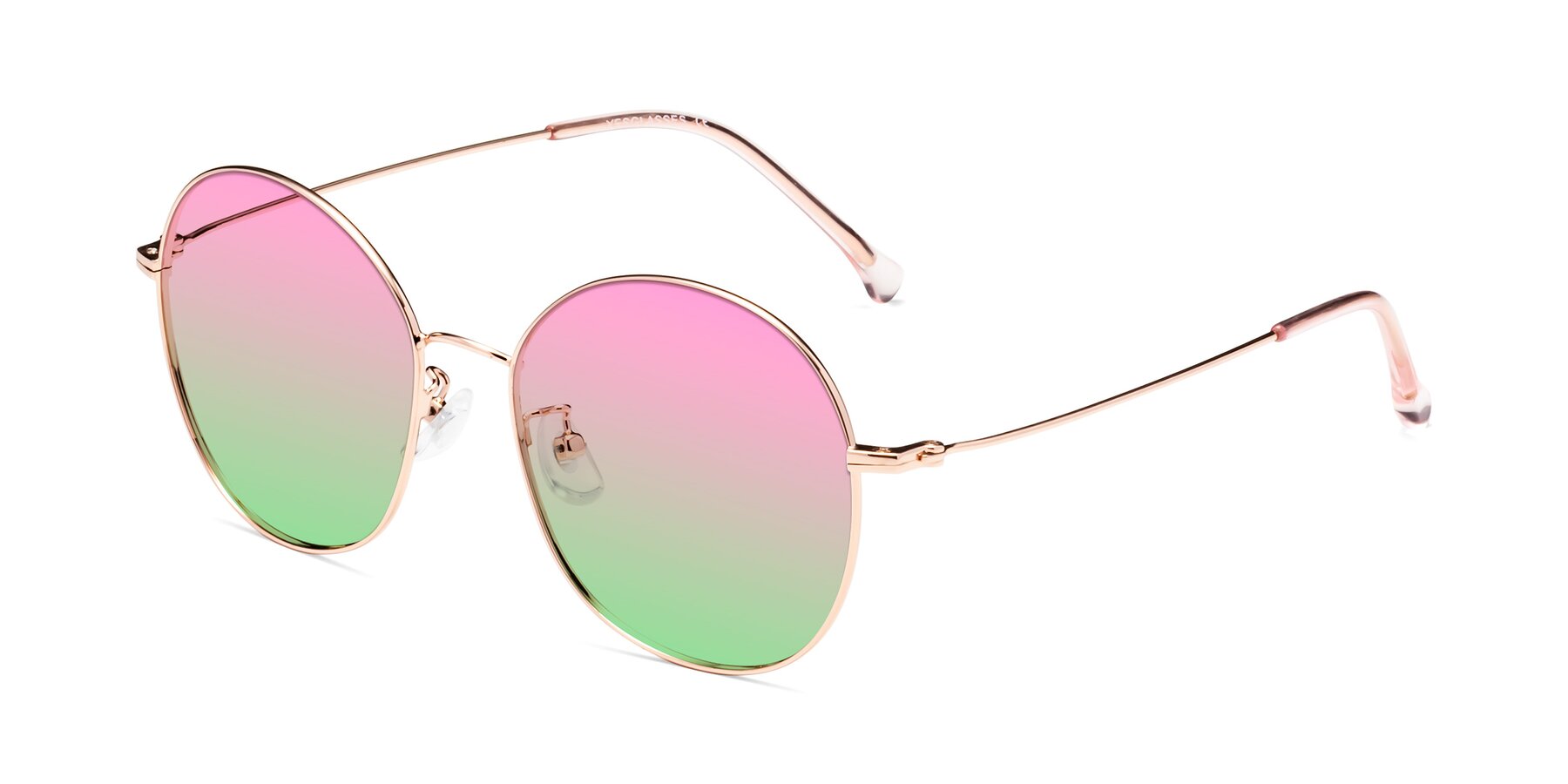 Angle of Dallas in Rose Gold with Pink / Green Gradient Lenses
