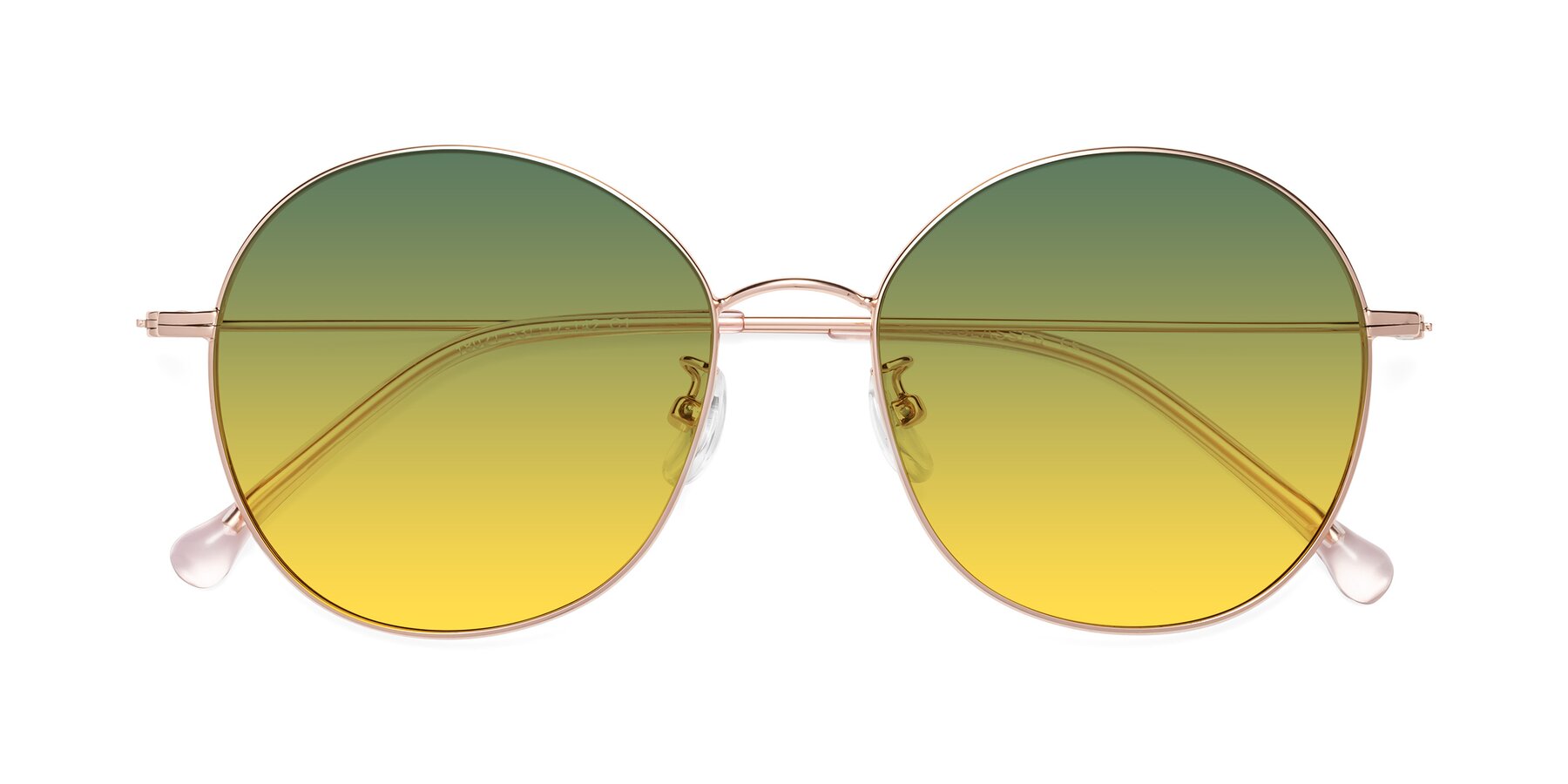 Folded Front of Dallas in Rose Gold with Green / Yellow Gradient Lenses