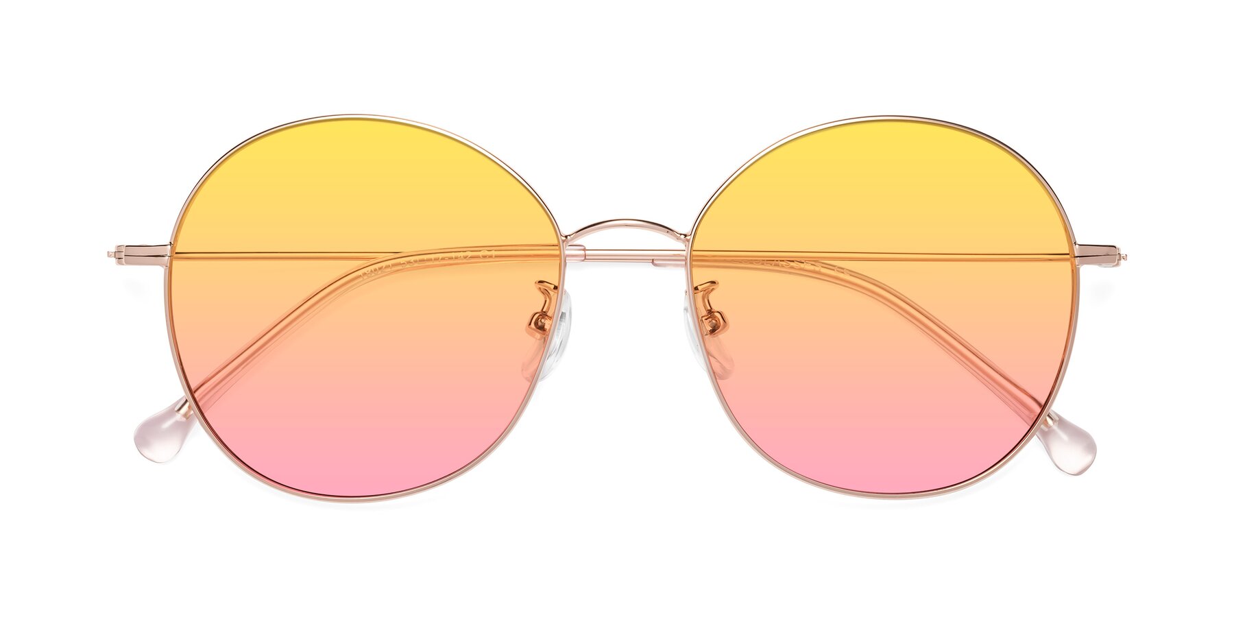 Folded Front of Dallas in Rose Gold with Yellow / Pink Gradient Lenses