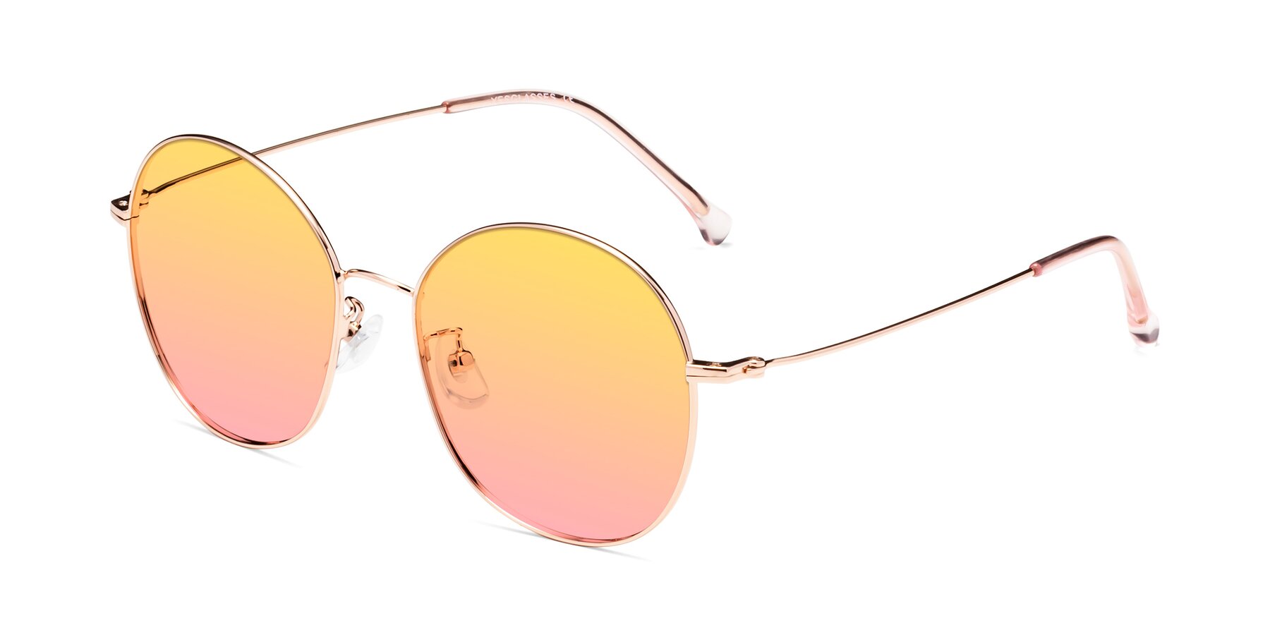 Angle of Dallas in Rose Gold with Yellow / Pink Gradient Lenses