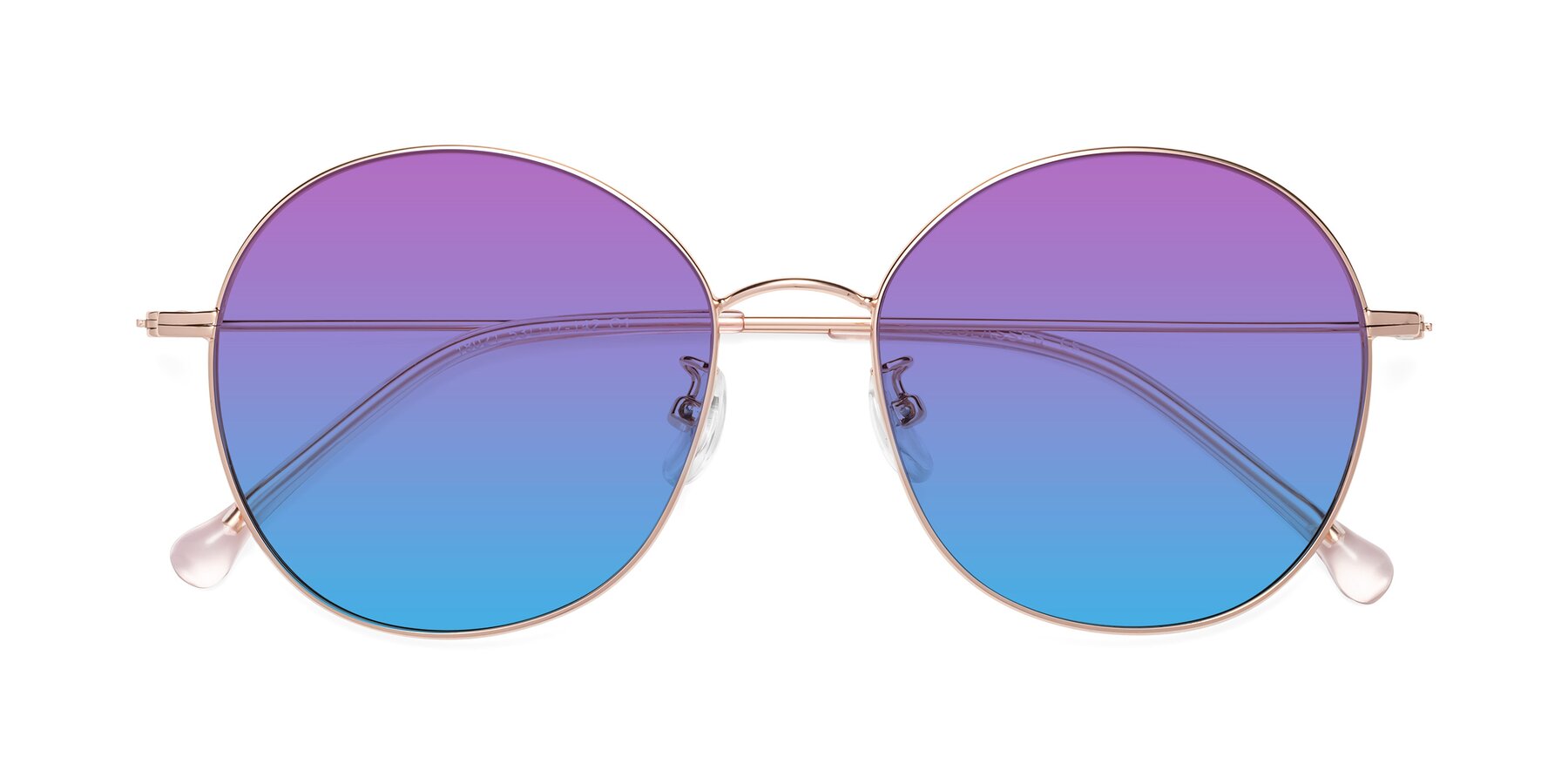 Folded Front of Dallas in Rose Gold with Purple / Blue Gradient Lenses