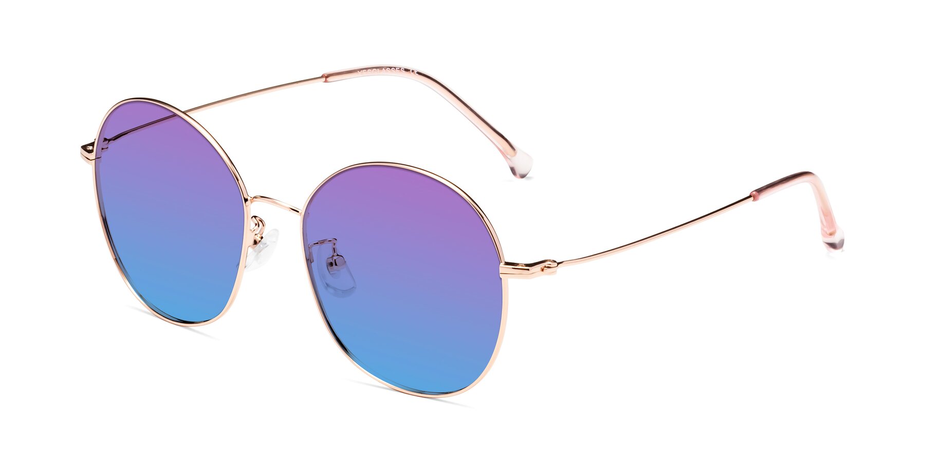 Angle of Dallas in Rose Gold with Purple / Blue Gradient Lenses