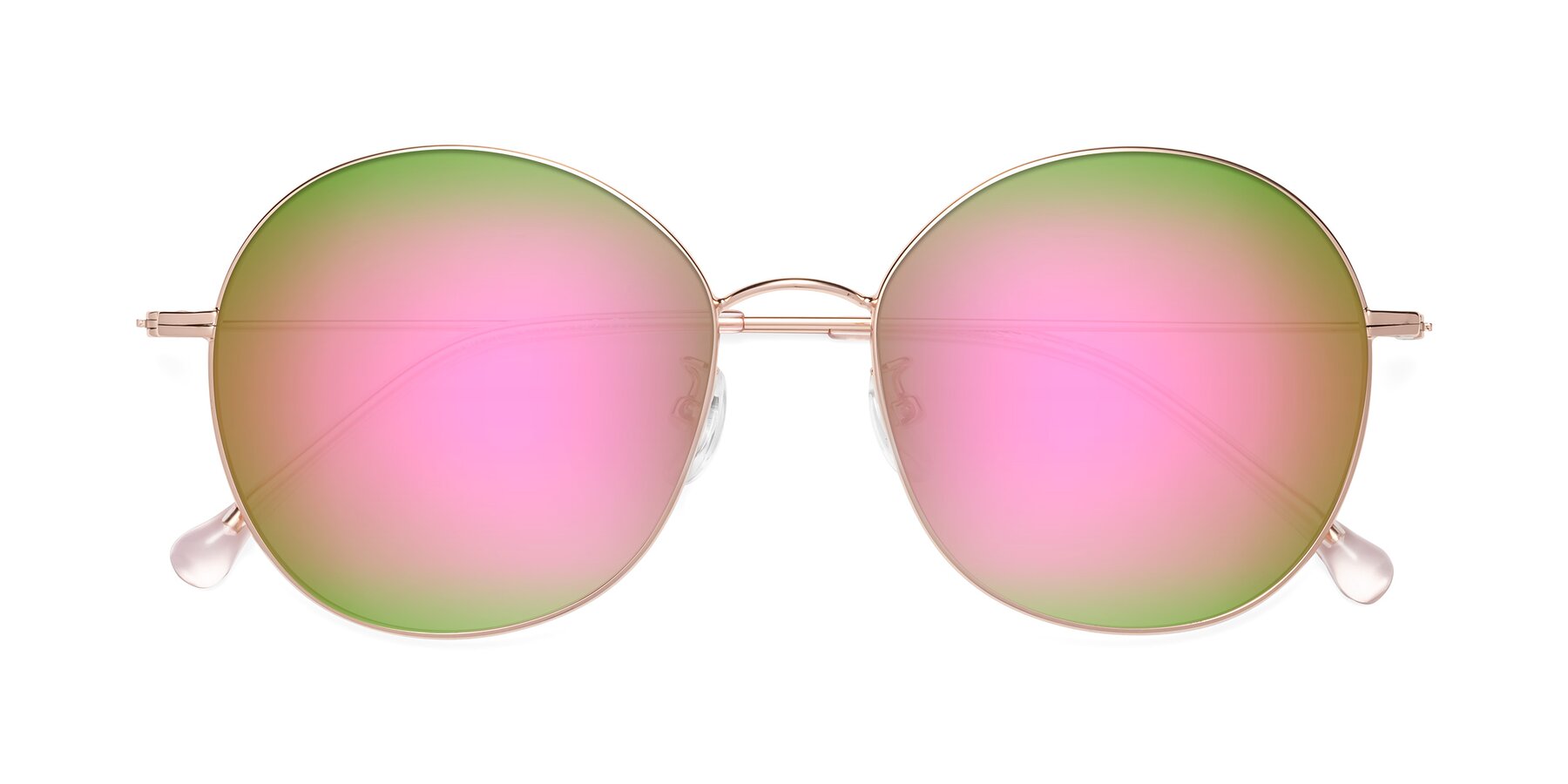Folded Front of Dallas in Rose Gold with Pink Mirrored Lenses
