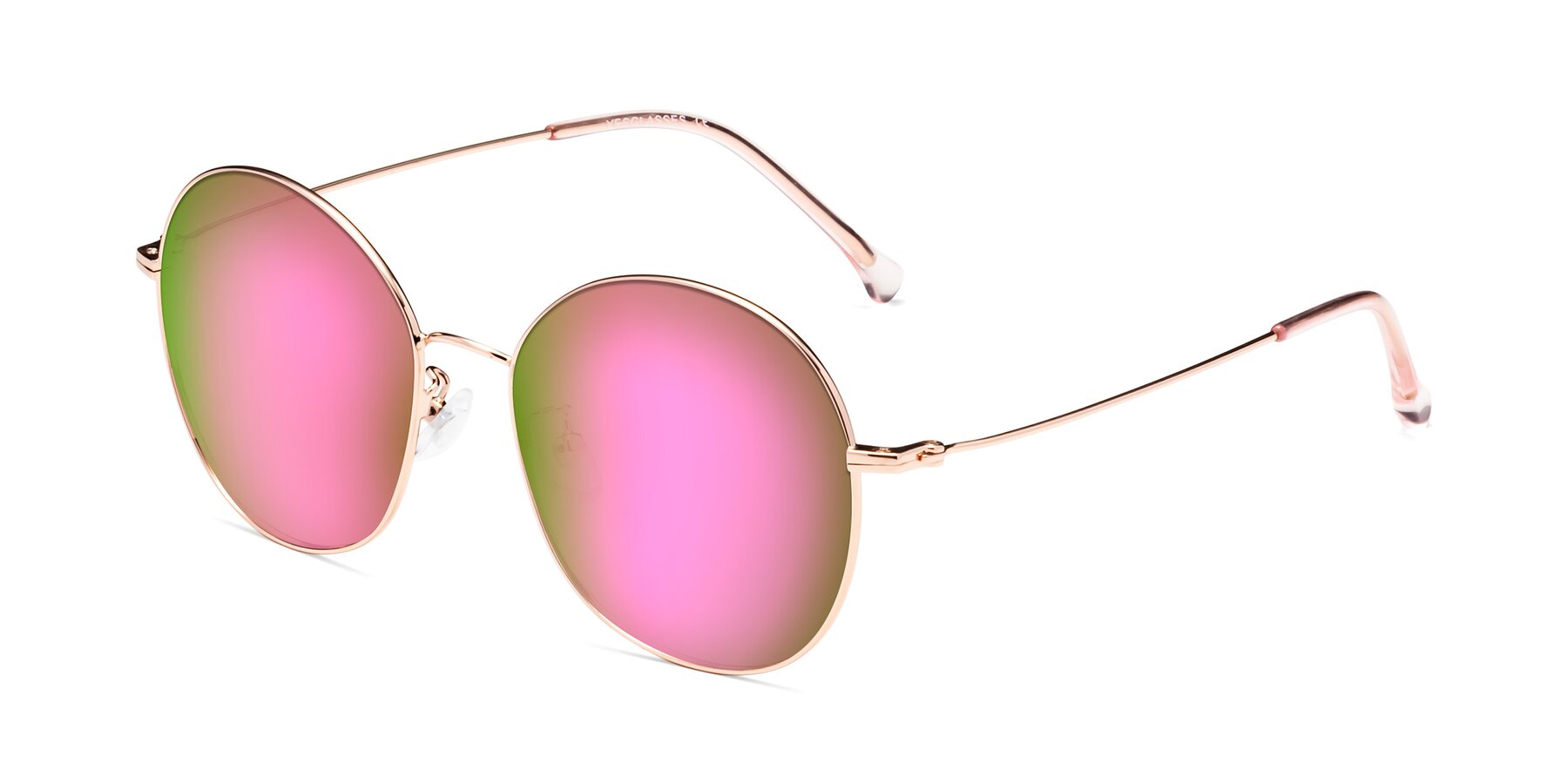Angle of Dallas in Rose Gold with Pink Mirrored Lenses