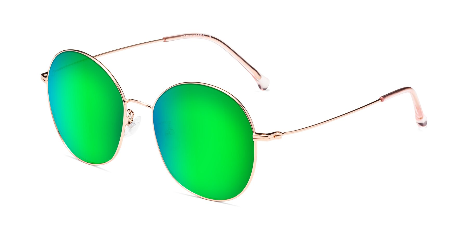 Angle of Dallas in Rose Gold with Green Mirrored Lenses