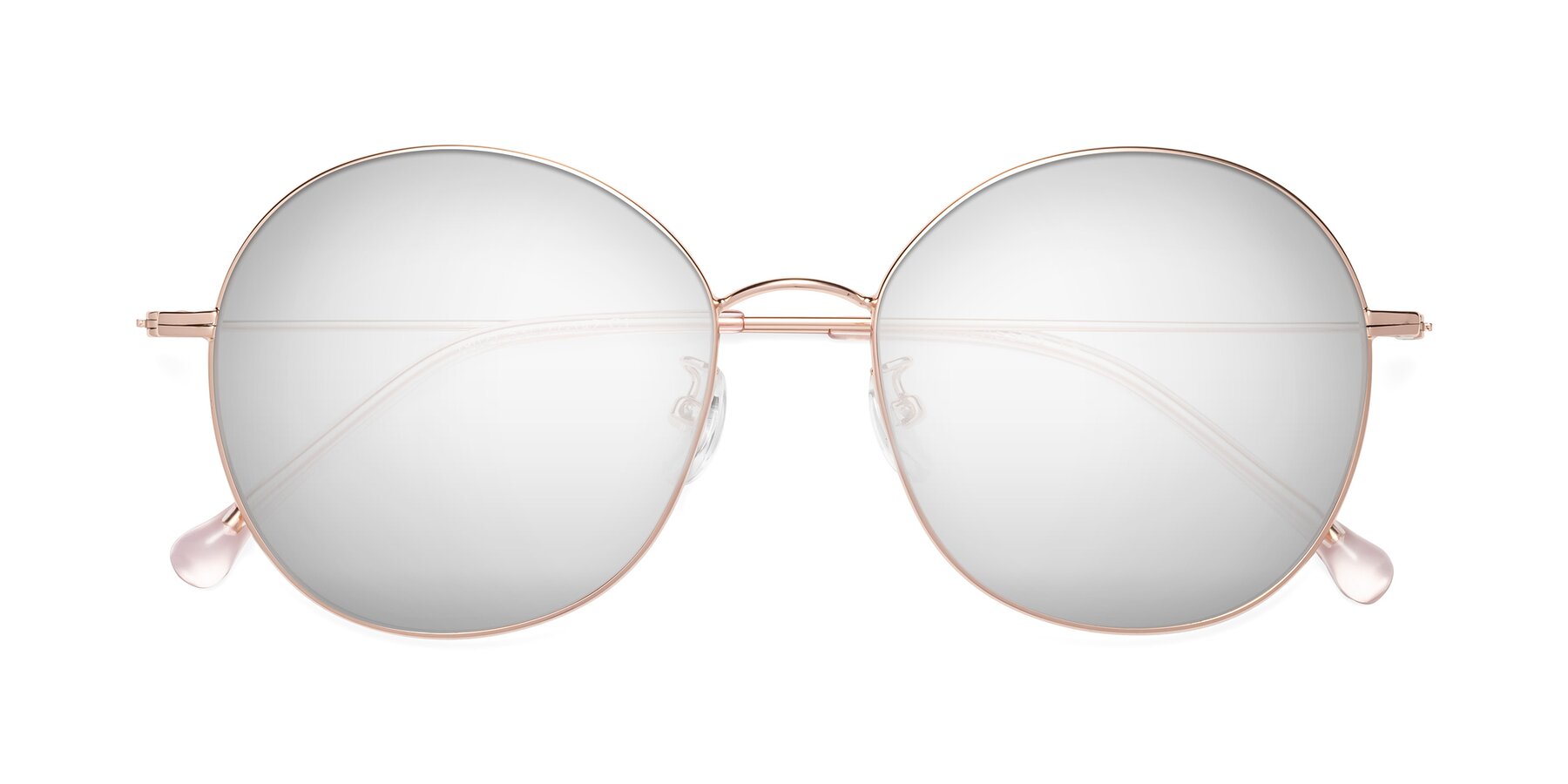 Folded Front of Dallas in Rose Gold with Silver Mirrored Lenses