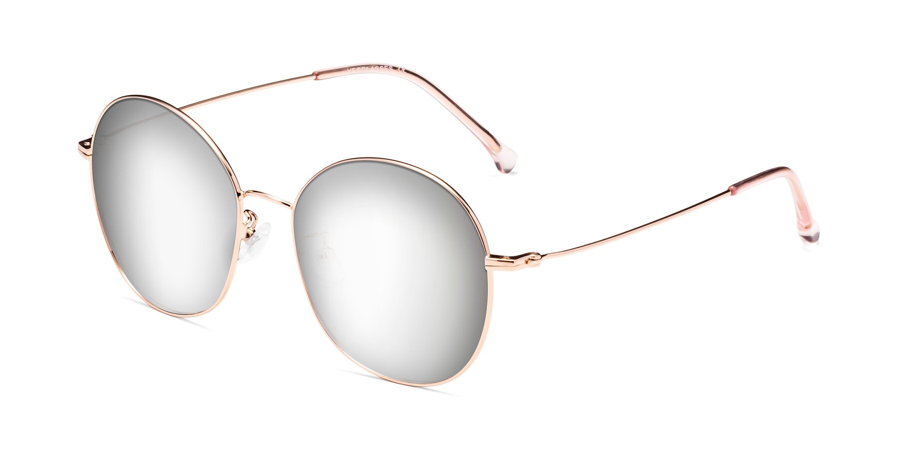 Angle of Dallas in Rose Gold with Silver Mirrored Lenses