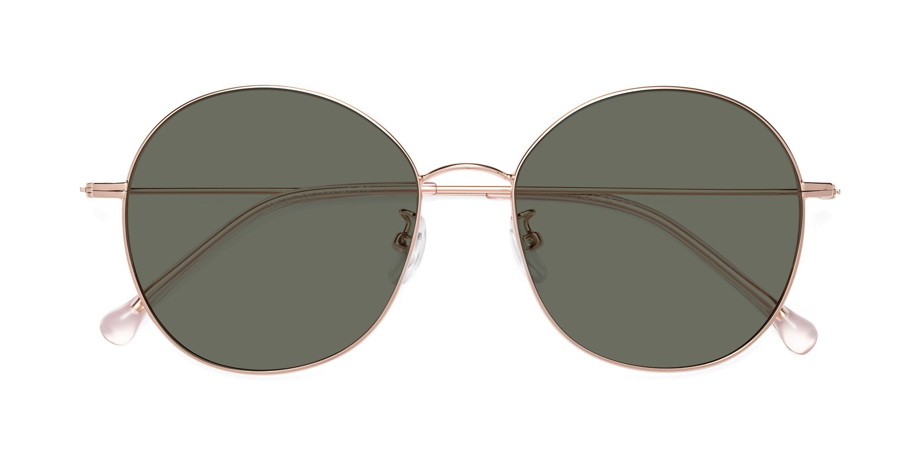 Folded Front of Dallas in Rose Gold with Gray Polarized Lenses