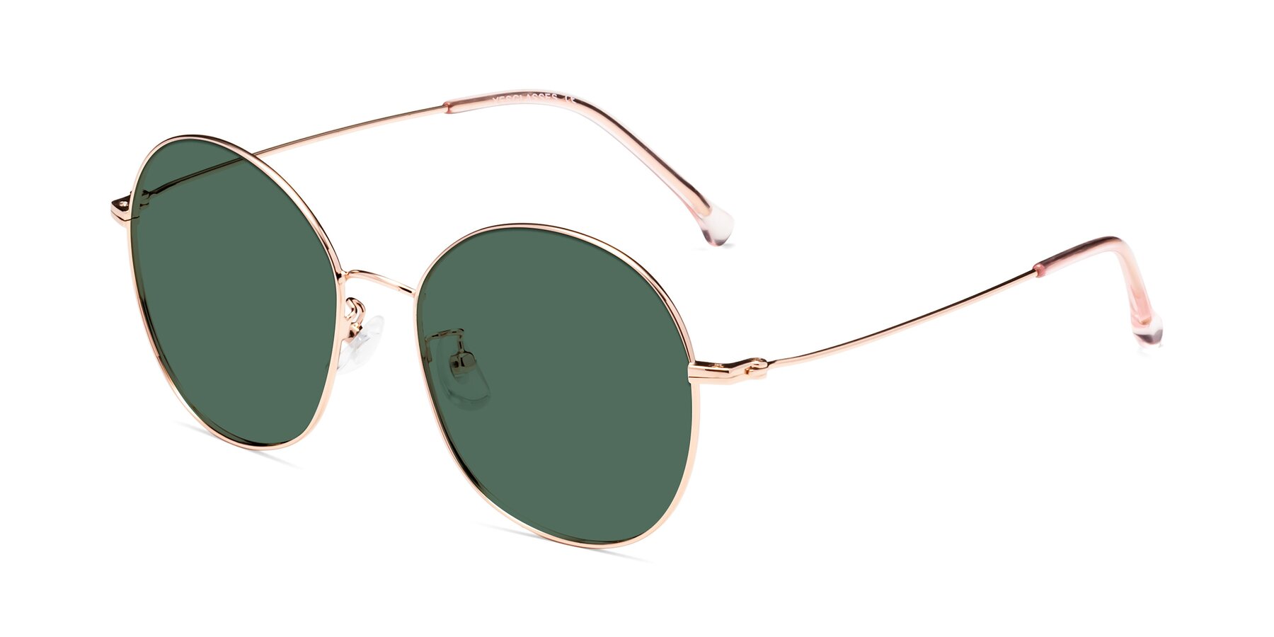 Angle of Dallas in Rose Gold with Green Polarized Lenses