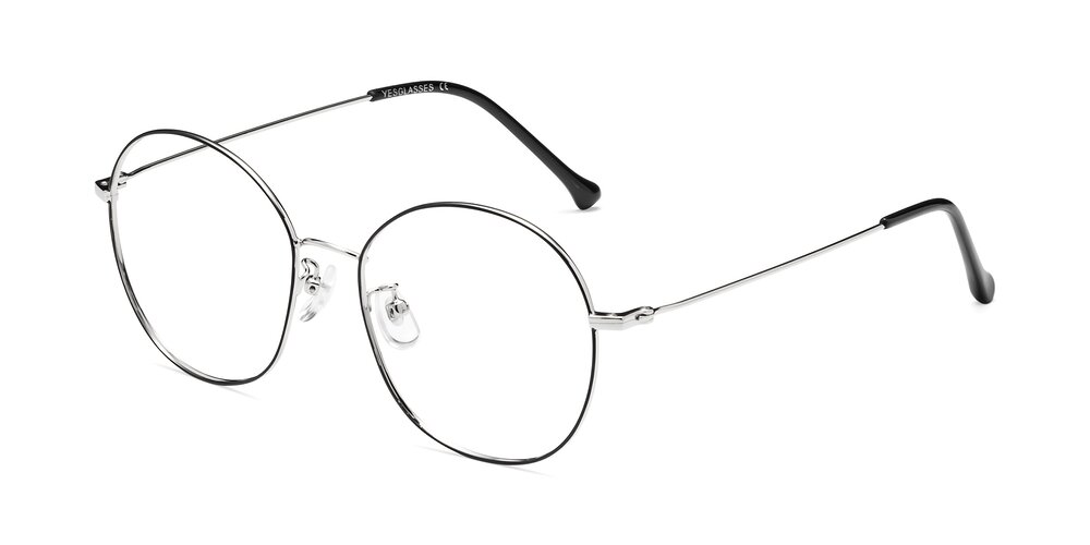 Black-Silver Grandpa Oversized Round Eyeglasses - Dallas