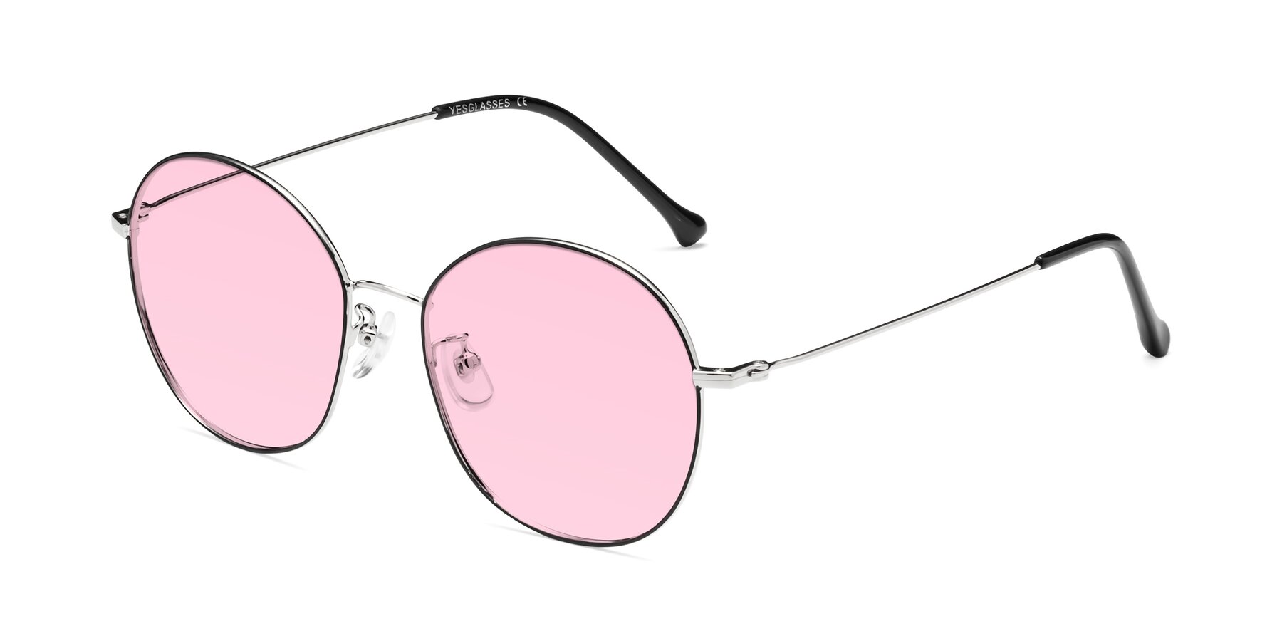 Angle of Dallas in Black-Silver with Light Pink Tinted Lenses